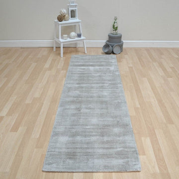 Blade Modern Plain Distressed Tonal Metallic Shimmer Hand-Woven Soft Textured Tip Sheared Loop Pile Silky Viscose Flatweave Smoke Runner-Asiatic Carpets-Rug Love - The Most Loved Rug Store